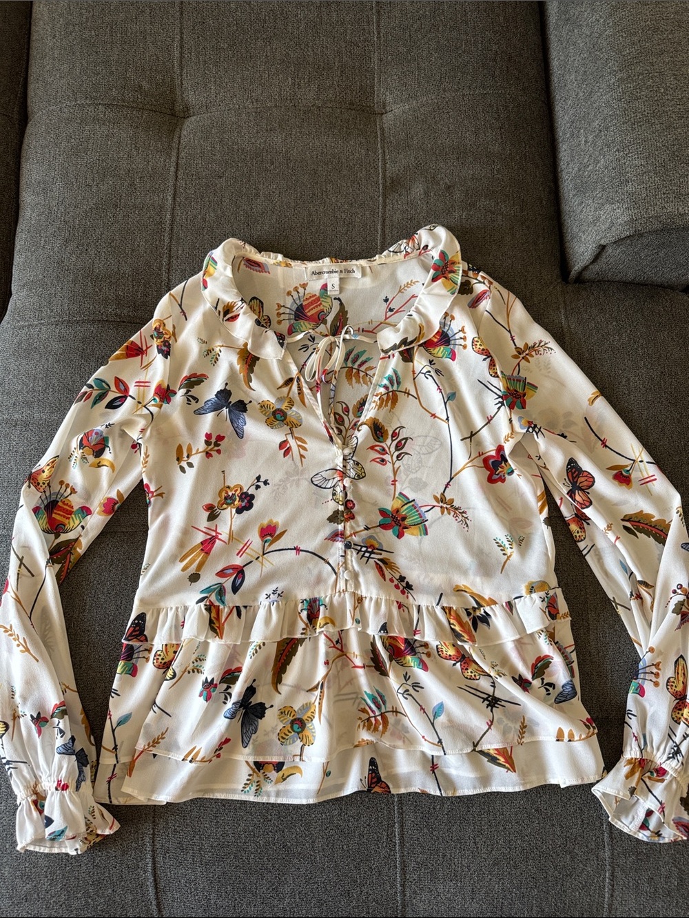 Abercrombie & Fitch Floral Ruffle Peplum Blouse